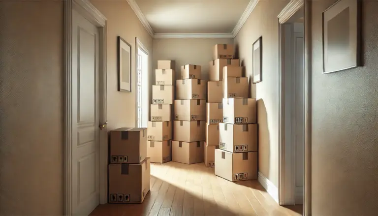 Günstige Umzugskartons in Berlin gestapelt